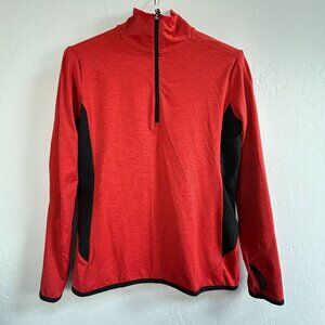 Nils Red Black Pinstripe 1/4 Zip Pullover Long Sleeve Active Top Large Stretch